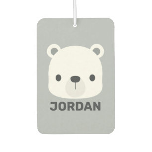 Cute Little Polar Bear with Personalised Name Car Air Freshener