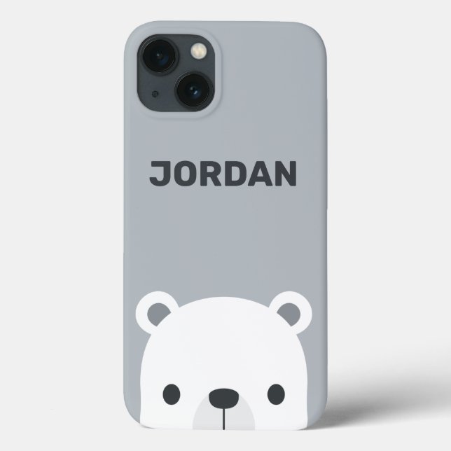 Cute Little Polar Bear with Personalised Name Case-Mate iPhone Case (Back)