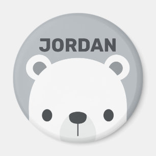 Cute Little Polar Bear with Personalised Name Magnet