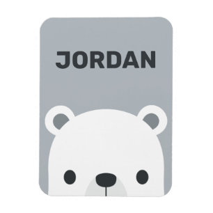 Cute Little Polar Bear with Personalised Name Magnet