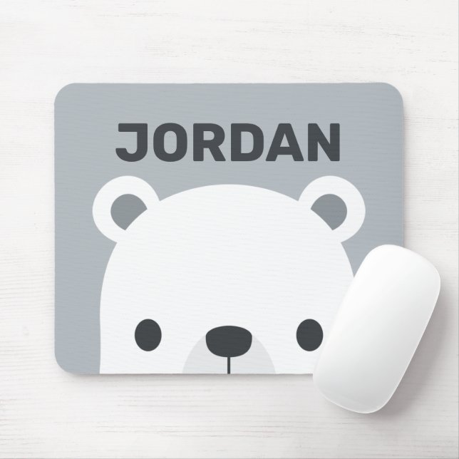 Cute Little Polar Bear with Personalised Name Mouse Pad (With Mouse)