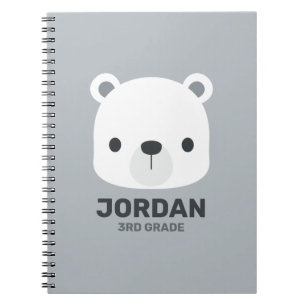 Cute Little Polar Bear with Personalised Name Notebook