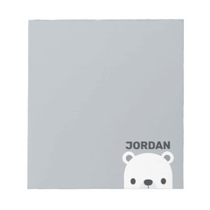 Cute Little Polar Bear with Personalised Name Notepad