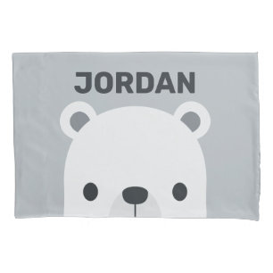 Cute Little Polar Bear with Personalised Name  Pillowcase