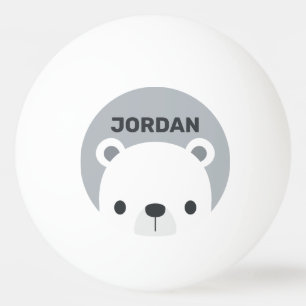 Cute Little Polar Bear with Personalised Name Ping Pong Ball
