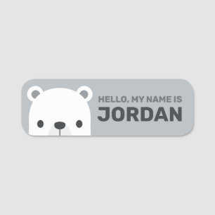 Cute Little Polar Bear with Personalised Name Tag
