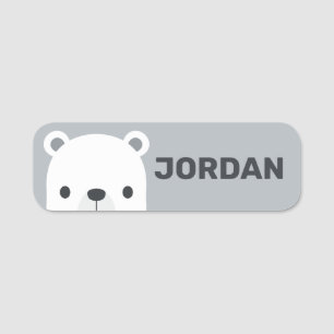 Cute Little Polar Bear with Personalised Name Tag