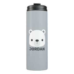 Cute Little Polar Bear with Personalised Name Thermal Tumbler