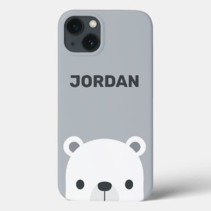 Cute Little Polar Bear with Personalized Name iPhone 13 Case