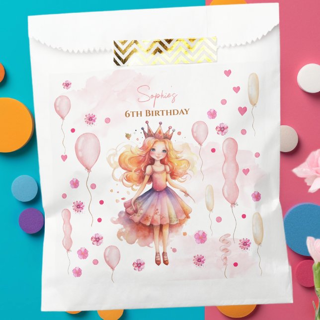 Cute little princess and balloons birthday favour bags (Creator Uploaded)