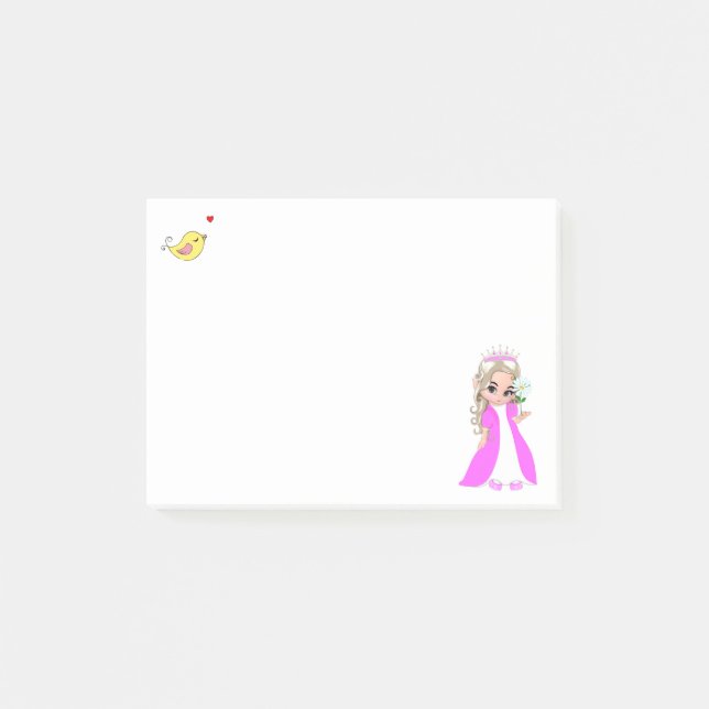 Cute little princess & birdy post-it notes (Front)
