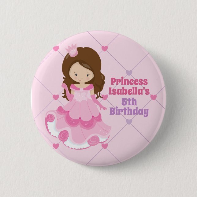 Cute Little Princess Birthday Party Pink Purple 6 Cm Round Badge (Front)