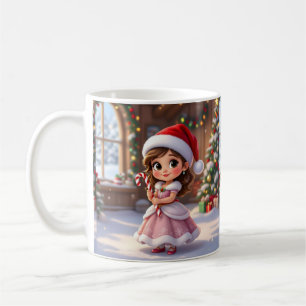 Cute little princess with Christmas hat Coffee Mug