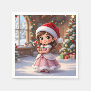 Cute little princess with Christmas hat Napkin