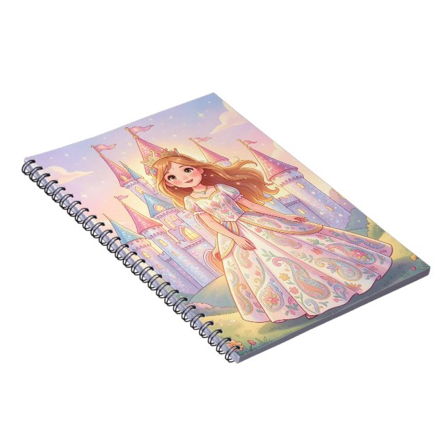 Cute little princess with glitter castle notebook (Right Side)
