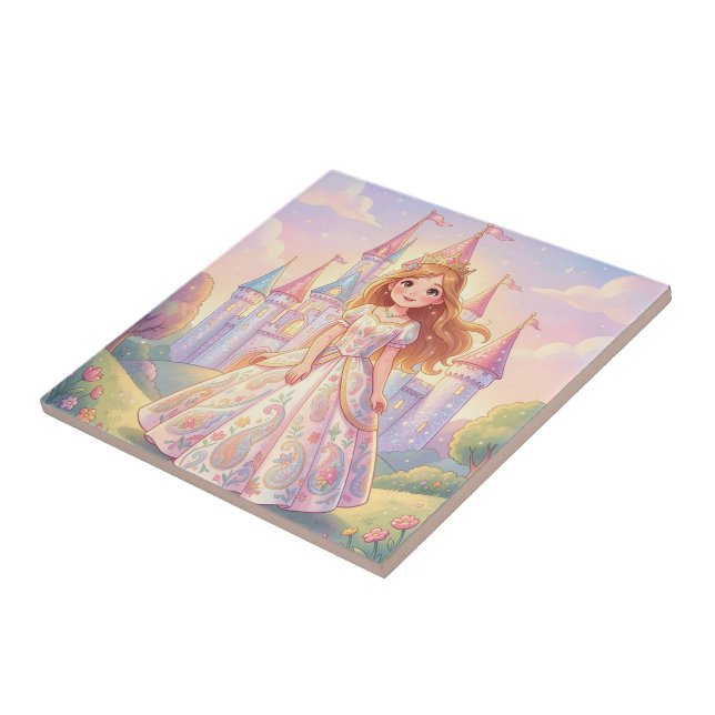 Cute little princess with glitter castle tile (Side)