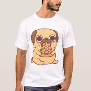 Cute Little Pug Eating A Pizza T-Shirt