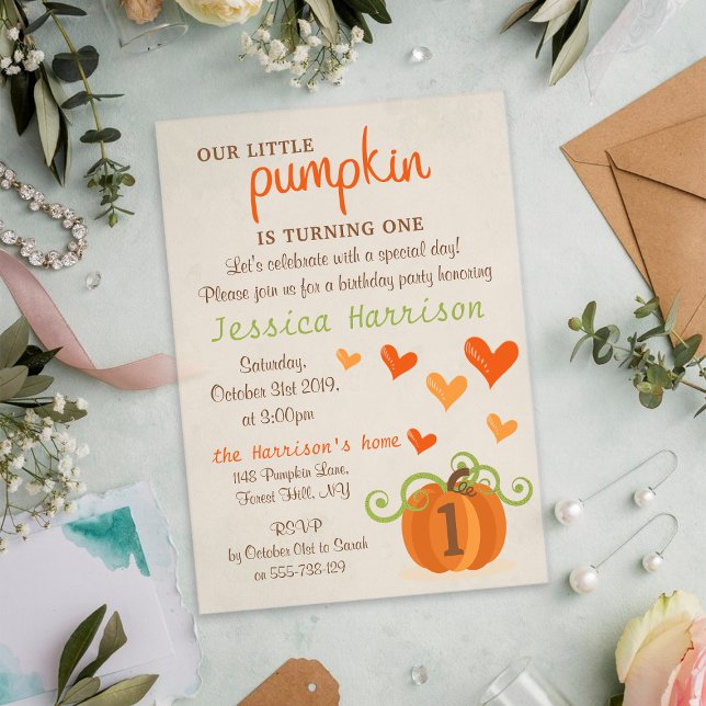Cute Little Pumpkin 1st Birthday Acrylic Invitations (Creator Uploaded)