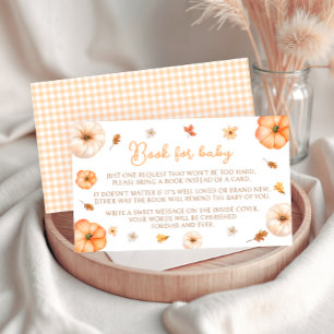 Cute Little Pumpkin Autumn Book for Baby Shower Enclosure Card
