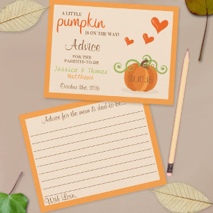 Cute Little Pumpkin Baby Shower Advice Cards