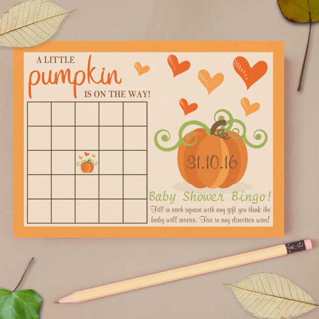 Cute Little Pumpkin Baby Shower Bingo Cards (Creator Uploaded)