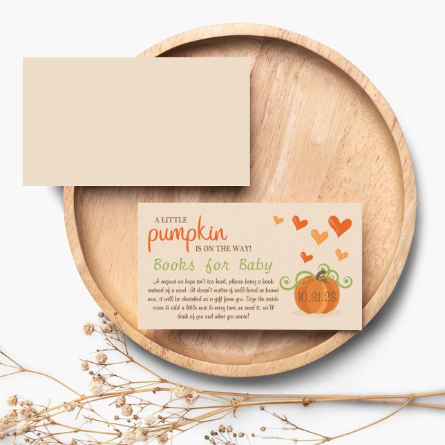 Cute Little Pumpkin Baby Shower Book Request Enclosure Card (Creator Uploaded)