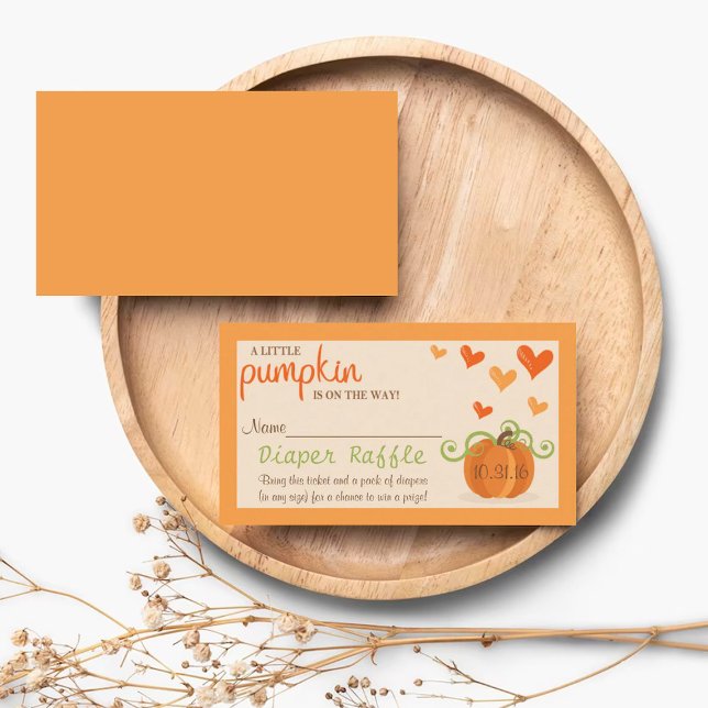 Cute Little Pumpkin Baby Shower Diaper Raffle Enclosure Card (Creator Uploaded)