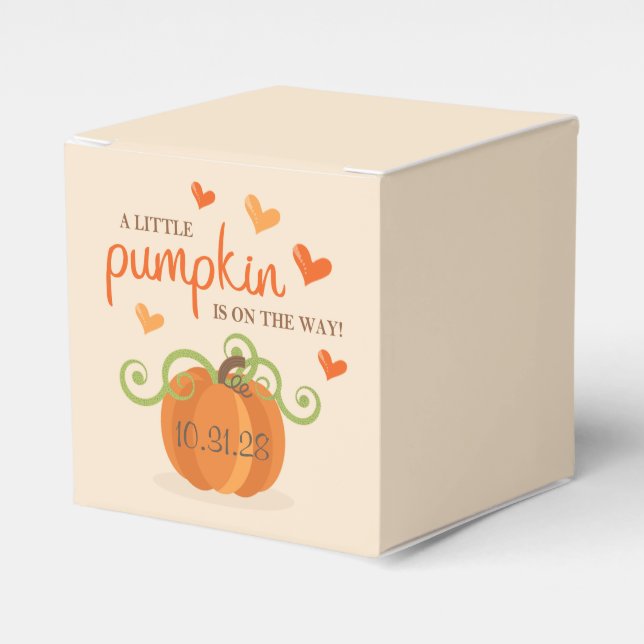 Cute Little Pumpkin Baby Shower Favour Box (Front Side)