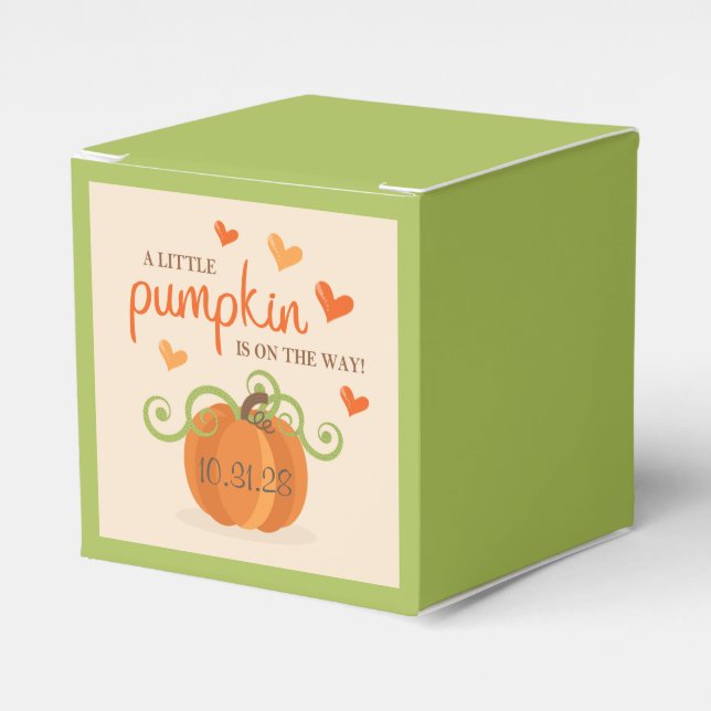 Cute Little Pumpkin Baby Shower Favour Box (Front Side)