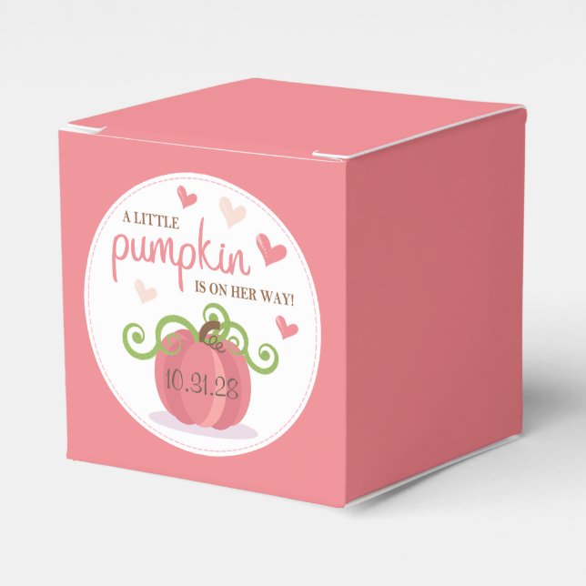 Cute Little Pumpkin Baby Shower Favour Box (Front Side)