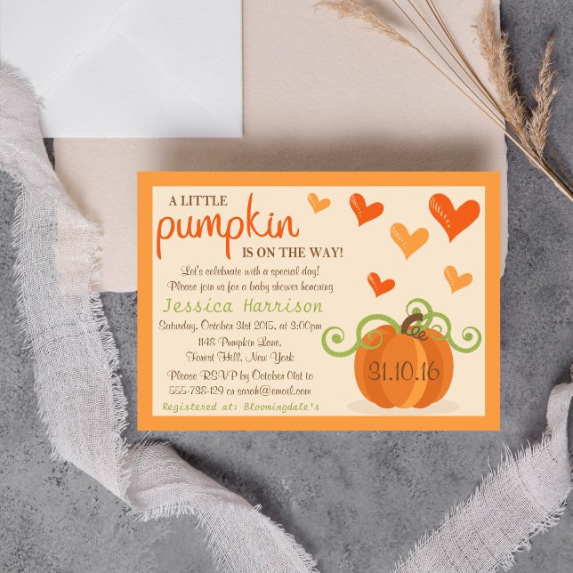 Cute Little Pumpkin Baby Shower Invitations (Creator Uploaded)