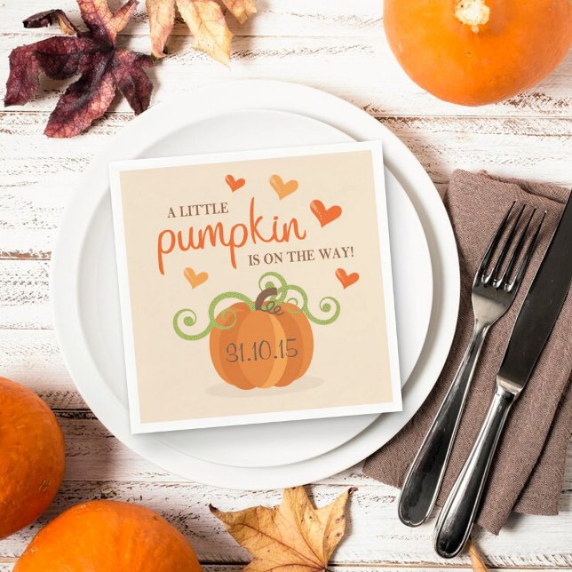 Cute Little Pumpkin Baby Shower Napkins (Creator Uploaded)