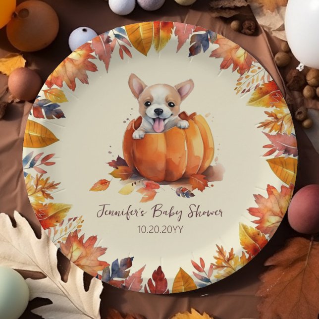 Cute Little Pumpkin Baby Shower Party Paper Plate (Cute Little Pumpkin Fall Baby Shower Party Paper plates)