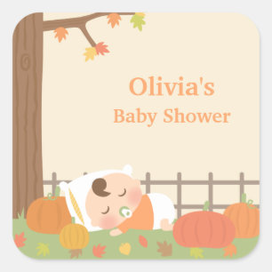 Cute Little Pumpkin Baby Shower Stickers
