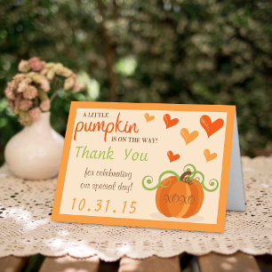 Cute Little Pumpkin Baby Shower Thank You Cards