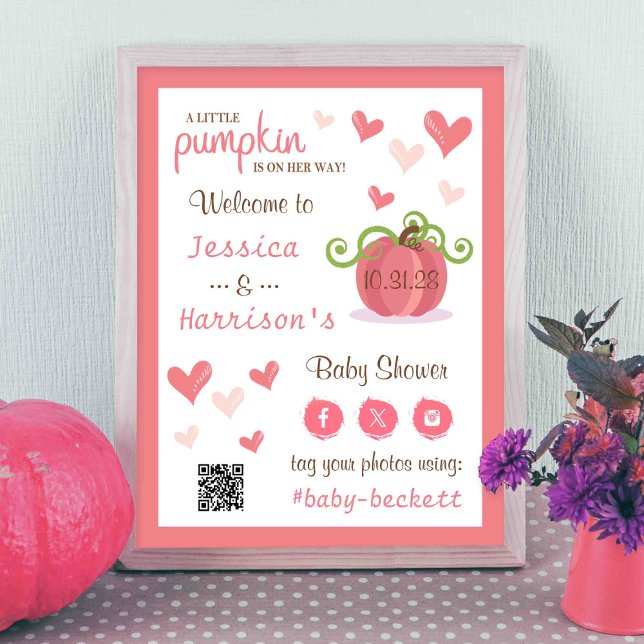 Cute Little Pumpkin Baby Shower Welcome Sign  (Creator Uploaded)