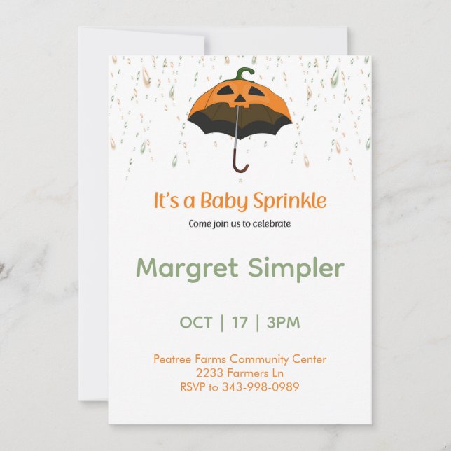 Cute Little Pumpkin Baby Sprinkle Invitation (Front)