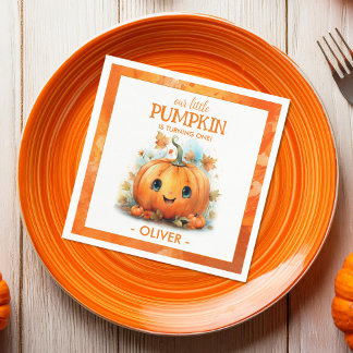 Cute Little Pumpkin Birthday Napkin