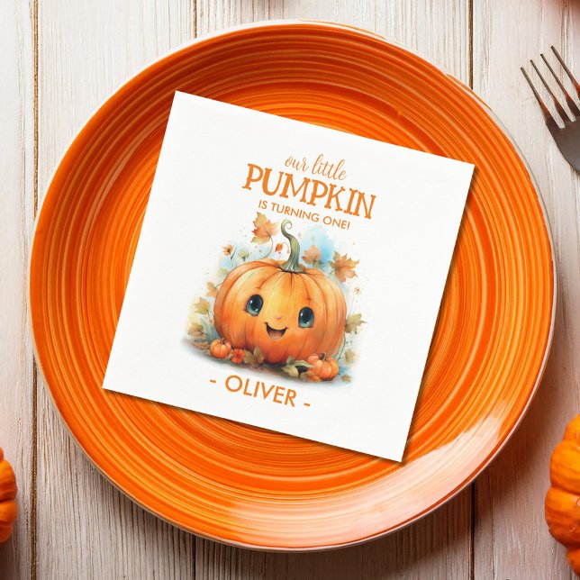 Cute Little Pumpkin Birthday Napkin (Creator Uploaded)