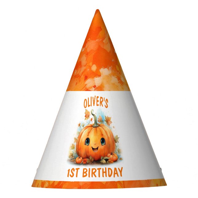 Cute Little Pumpkin Birthday Party Hat (Front)