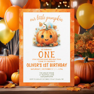 Cute Little Pumpkin Birthday Party Invitation