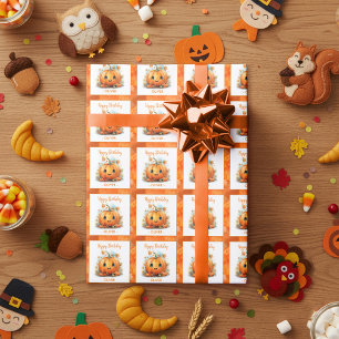 Cute Little Pumpkin Birthday Wrapping Paper
