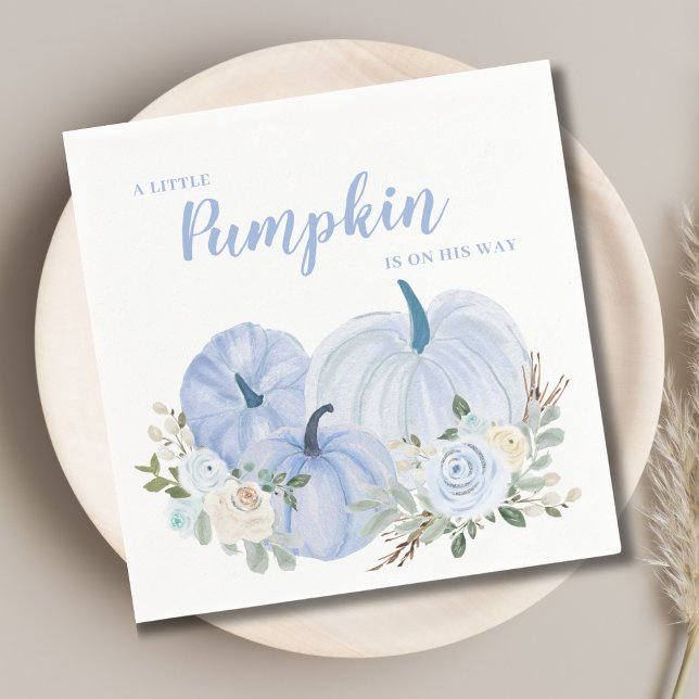 Cute Little Pumpkin Blue Baby Shower Napkin (Creator Uploaded)