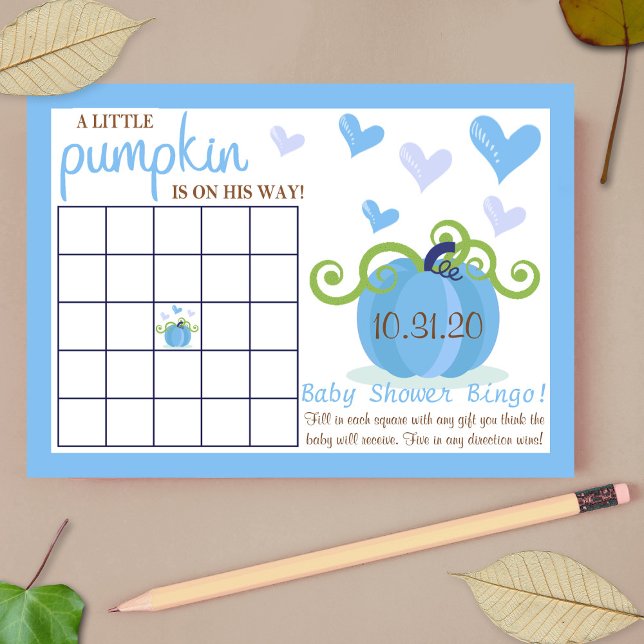 Cute Little Pumpkin Boys Baby Shower Bingo Cards (Creator Uploaded)