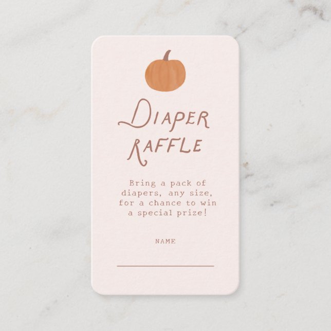 Cute Little Pumpkin Diaper Raffle Ticket Enclosure Card (Front)