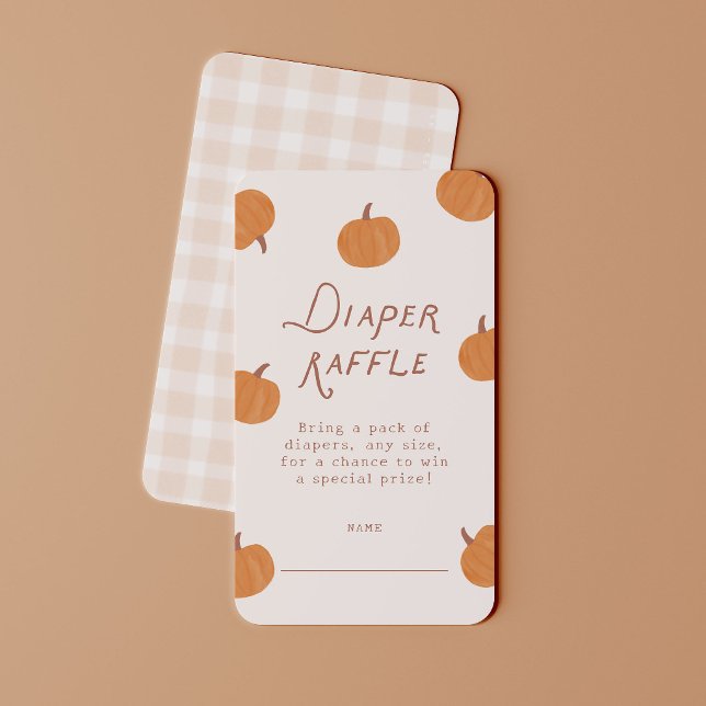 Cute Little Pumpkin Diaper Raffle Ticket Enclosure Card (diaper raffle ticket with cute little pumpkins)