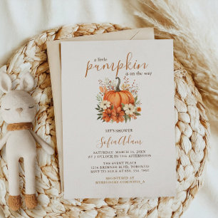 Cute Little Pumpkin Fall Autumn Baby Shower Invitation