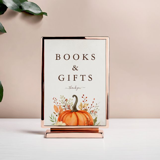 Cute Little Pumpkin Fall Autumn Baby Shower Pedestal Sign (Creator Uploaded)