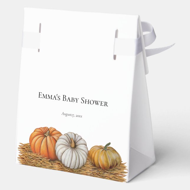 Cute Little Pumpkin Fall Baby Shower Favour Box (Back)
