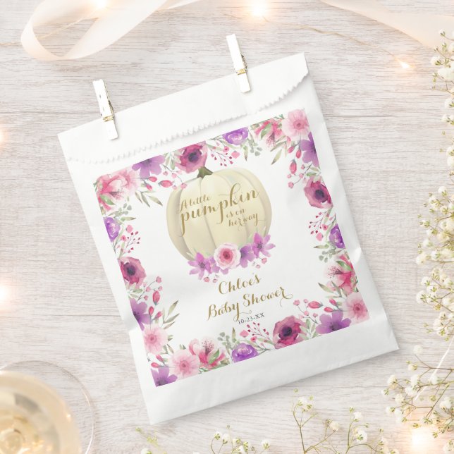 Cute Little Pumpkin Floral Baby Shower Favour Bags (Clipped)